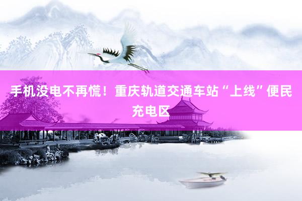 手机没电不再慌！重庆轨道交通车站“上线”便民充电区