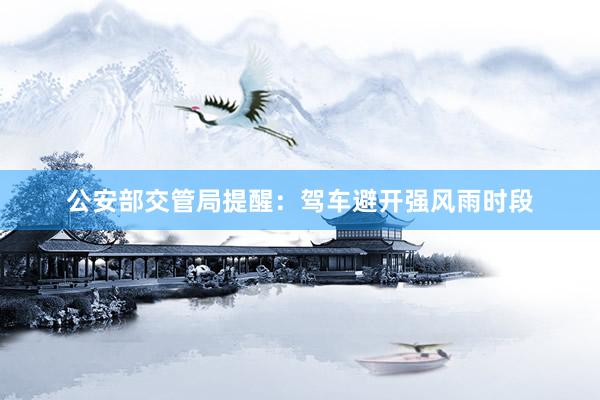 公安部交管局提醒：驾车避开强风雨时段