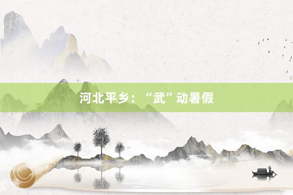 河北平乡：“武”动暑假